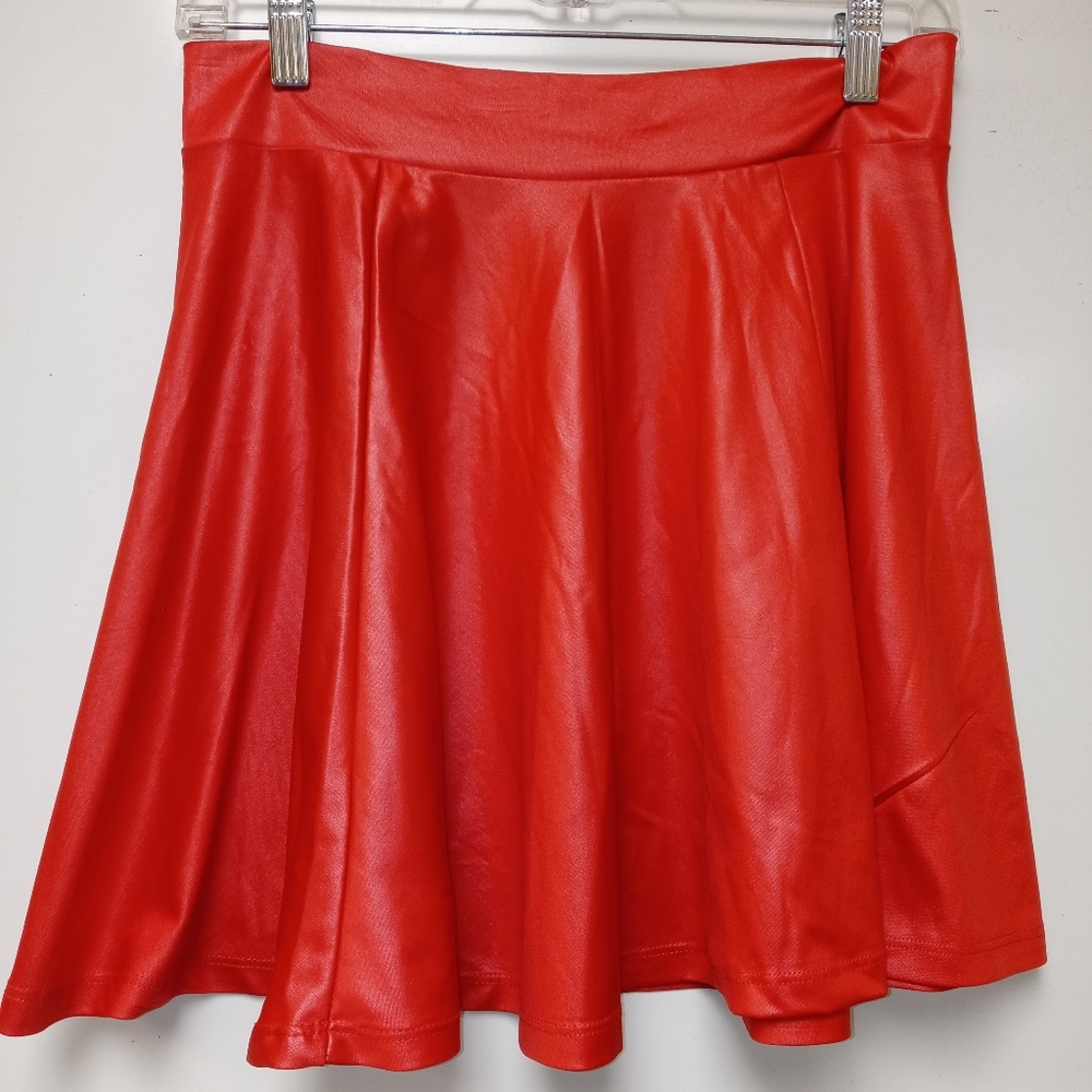 Shiny Red Skater/Circle Skirt SZ L